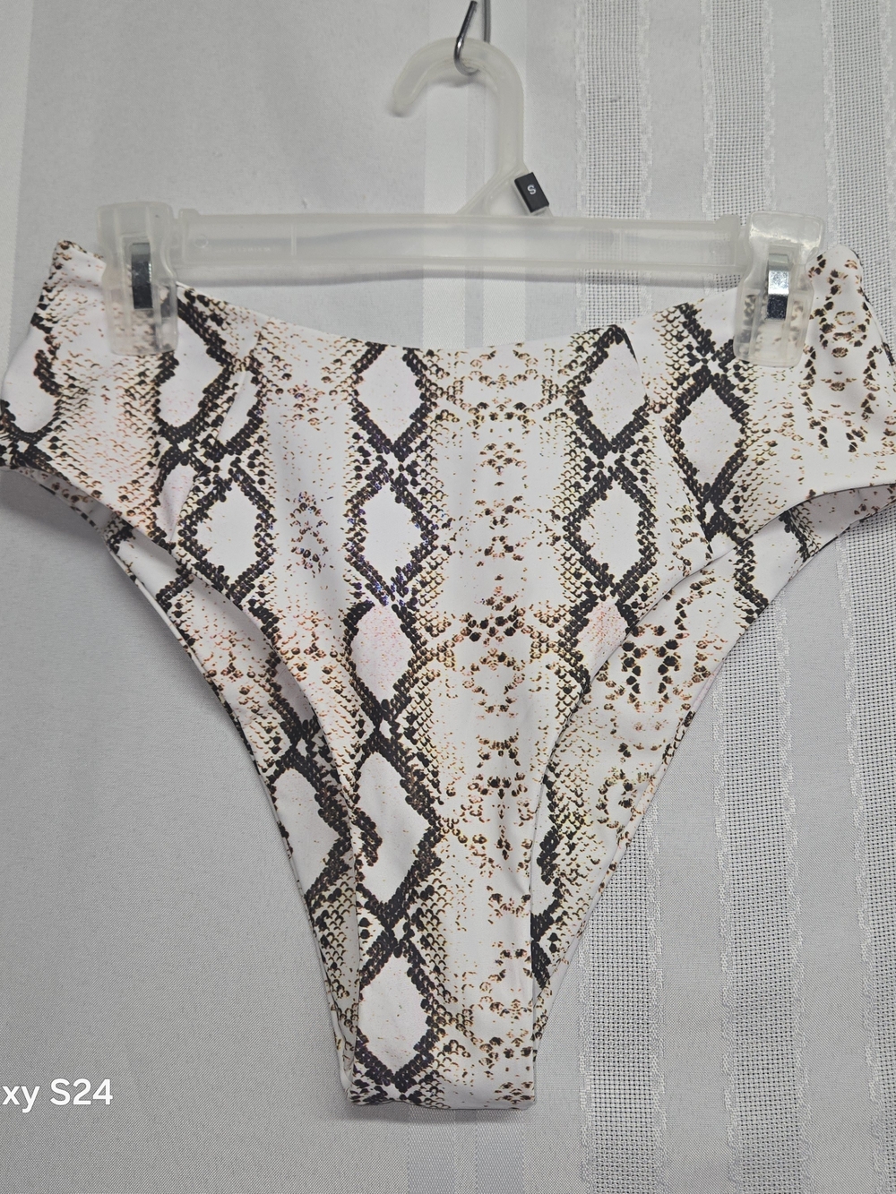 Women's Size M White Snake Print High Waisted Ruched Bikini Bottom New